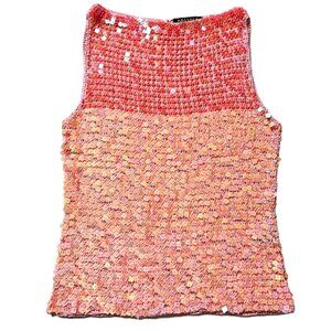 Buffalo David Bitton Sequin pink top sleeveless great for cocktail partyclubS